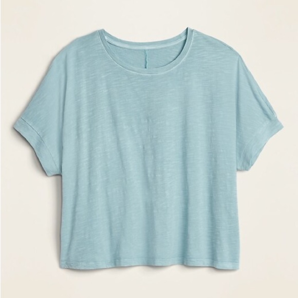 Banana Republic Light Blue Malibu Tee Slub Shirt M Medium Cotton Modal Embroider